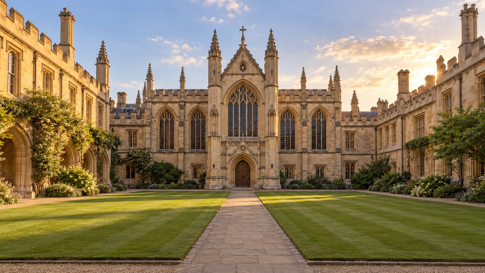 Oxford college quadrangle, illustrative exterior view